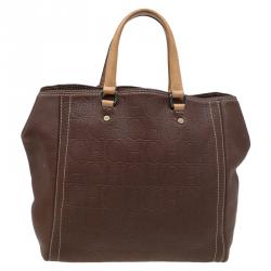 مملوكة مسبقًا حقيبة يد كارولينا هيريرا اندي جلد مونوغرامي بنية