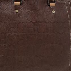 مملوكة مسبقًا حقيبة يد كارولينا هيريرا اندي جلد مونوغرامي بنية