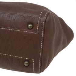 مملوكة مسبقًا حقيبة يد كارولينا هيريرا اندي جلد مونوغرامي بنية