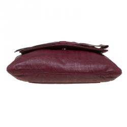 Pre Owned Carolina Herrera Burgundy Monogram Leather Audrey Shoulder Bag