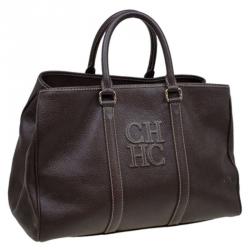 Pre Owned Carolina Herrera Brown Leather Matteo Tote