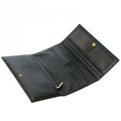 Pre Owned Carolina Herrera Black Textured Leather Continental Wallet