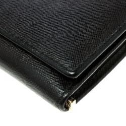 Pre Owned Carolina Herrera Black Textured Leather Continental Wallet