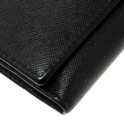 Pre Owned Carolina Herrera Black Textured Leather Continental Wallet