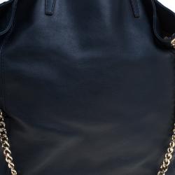 Pre Owned Carolina Herrera Navy Blue Leather Envelope Pocket Tote