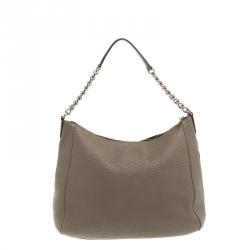 Pre Owned Carolina Herrera Beige Pebbled Leather Maria Shoulder Bag