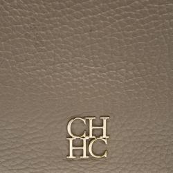 Pre Owned Carolina Herrera Beige Pebbled Leather Maria Shoulder Bag