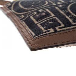 Pre Owned Carolina Herrera Blue/Brown Fabric and Leather Shoulder Bag