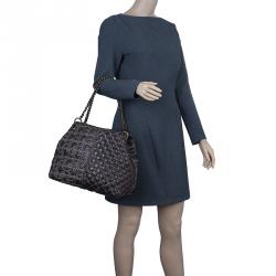 Pre Owned Carolina Herrera Brown Leather Quilted Tote