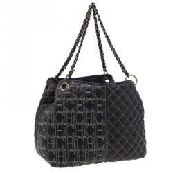 Pre Owned Carolina Herrera Brown Leather Quilted Tote