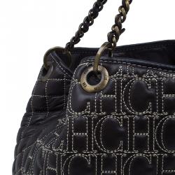 Pre Owned Carolina Herrera Brown Leather Quilted Tote