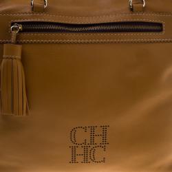 Pre Owned Carolina Herrera Tan Leather Shopping Tote