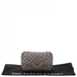 Pre Owned Carolina Herrera Metallic Grey Quilted Leather Shoulder Bag