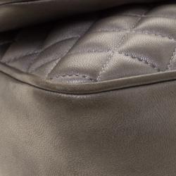 Pre Owned Carolina Herrera Metallic Grey Quilted Leather Shoulder Bag