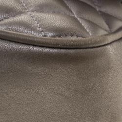Pre Owned Carolina Herrera Metallic Grey Quilted Leather Shoulder Bag