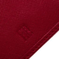 Pre Owned Carolina Herrera Red Monogram Leather Flap Wallet