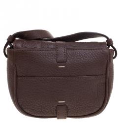 Pre Owned Carolina Herrera Dark Brown Leather Mini Crossbody Bag