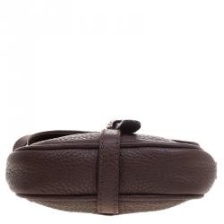Pre Owned Carolina Herrera Dark Brown Leather Mini Crossbody Bag