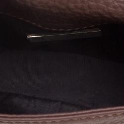 Pre Owned Carolina Herrera Dark Brown Leather Mini Crossbody Bag