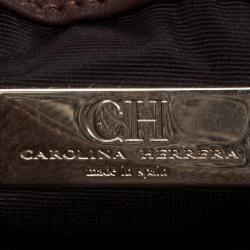 Pre Owned Carolina Herrera Dark Brown Leather Mini Crossbody Bag