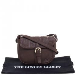 Pre Owned Carolina Herrera Dark Brown Leather Mini Crossbody Bag