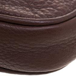 Pre Owned Carolina Herrera Dark Brown Leather Mini Crossbody Bag