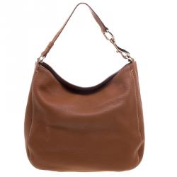 Pre Owned Carolina Herrera Brown Leather Perforated Logo Hobo