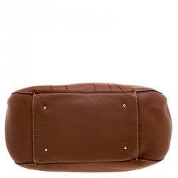 Pre Owned Carolina Herrera Brown Leather Perforated Logo Hobo