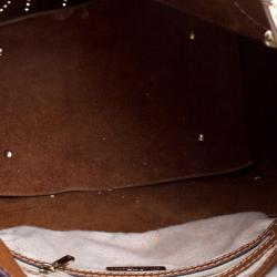 Pre Owned Carolina Herrera Brown Leather Perforated Logo Hobo