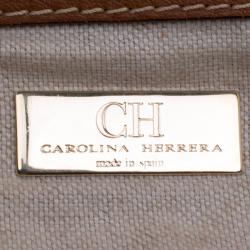 Pre Owned Carolina Herrera Brown Leather Perforated Logo Hobo
