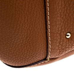 Pre Owned Carolina Herrera Brown Leather Perforated Logo Hobo