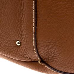 Pre Owned Carolina Herrera Brown Leather Perforated Logo Hobo