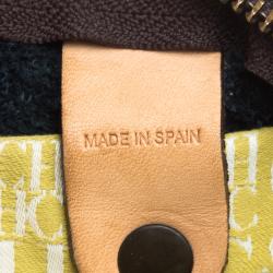 Pre Owned Carolina Herrera Navy Blue Monogram Leather Andy Boston Bag