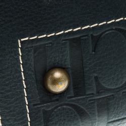 Pre Owned Carolina Herrera Navy Blue Monogram Leather Andy Boston Bag