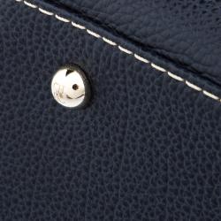 Pre Owned Carolina Herrera Dark Blue Leather Matteo Tote