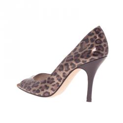 Carolina Herrera Leopard Print Peep Toe Pumps Size 39