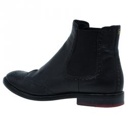 مملوكة مسبقًا Carolina Herrera Black Leather Brogue Ankle Boots Size 37