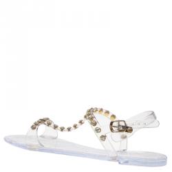 Carolina Herrera Transparent Studded Jelly Sandals Size 38