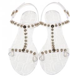 Carolina Herrera Transparent Studded Jelly Sandals Size 38