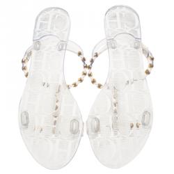 Carolina Herrera Transparent Studded Jelly Sandals Size 38