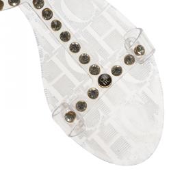Carolina Herrera Transparent Studded Jelly Sandals Size 38