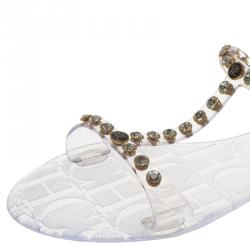 Carolina Herrera Transparent Studded Jelly Sandals Size 38