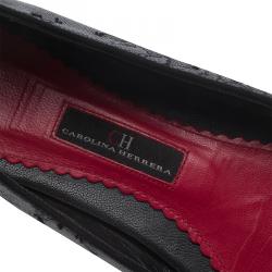 Pre Owned Carolina Herrera Grey Lace Ballet Flats Size 38