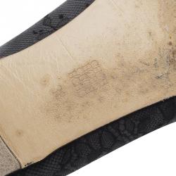 Pre Owned Carolina Herrera Grey Lace Ballet Flats Size 38