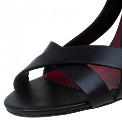 Pre Owned Carolina Herrera Black Leather Strappy Sandals Size 37