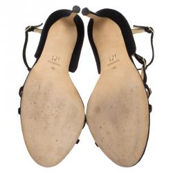 Pre Owned Carolina Herrera Black Suede Strappy Sandals Size 40
