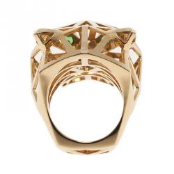 Pre Owned Cartier Panthère Tzavorite Garnet Yellow Gold Ring Size 52