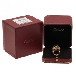 Pre Owned Cartier Panthère Tzavorite Garnet Yellow Gold Ring Size 52