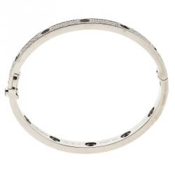 Pre Owned Cartier Love Diamond Paved Ceramic & 18K White Gold Bracelet 17cm