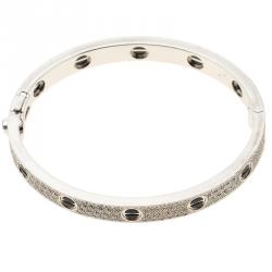 Pre Owned Cartier Love Diamond Paved Ceramic & 18K White Gold Bracelet 17cm